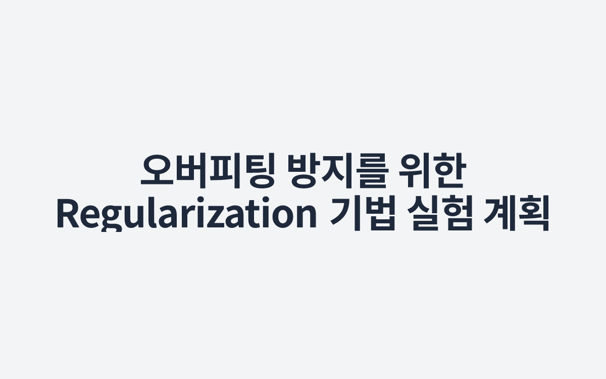 오버피팅 방지를 위한 Regularization 기법 실험 계획