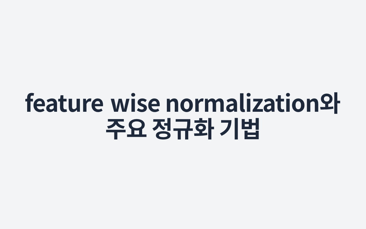 feature wise normalization와 주요 정규화 기법